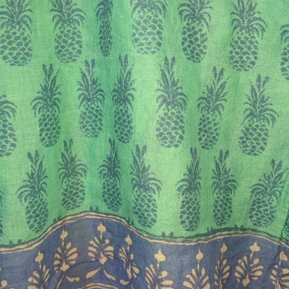 👒 FLORA Pineapple Aqua Cotton Tunic Size L - Picture 5 of 6